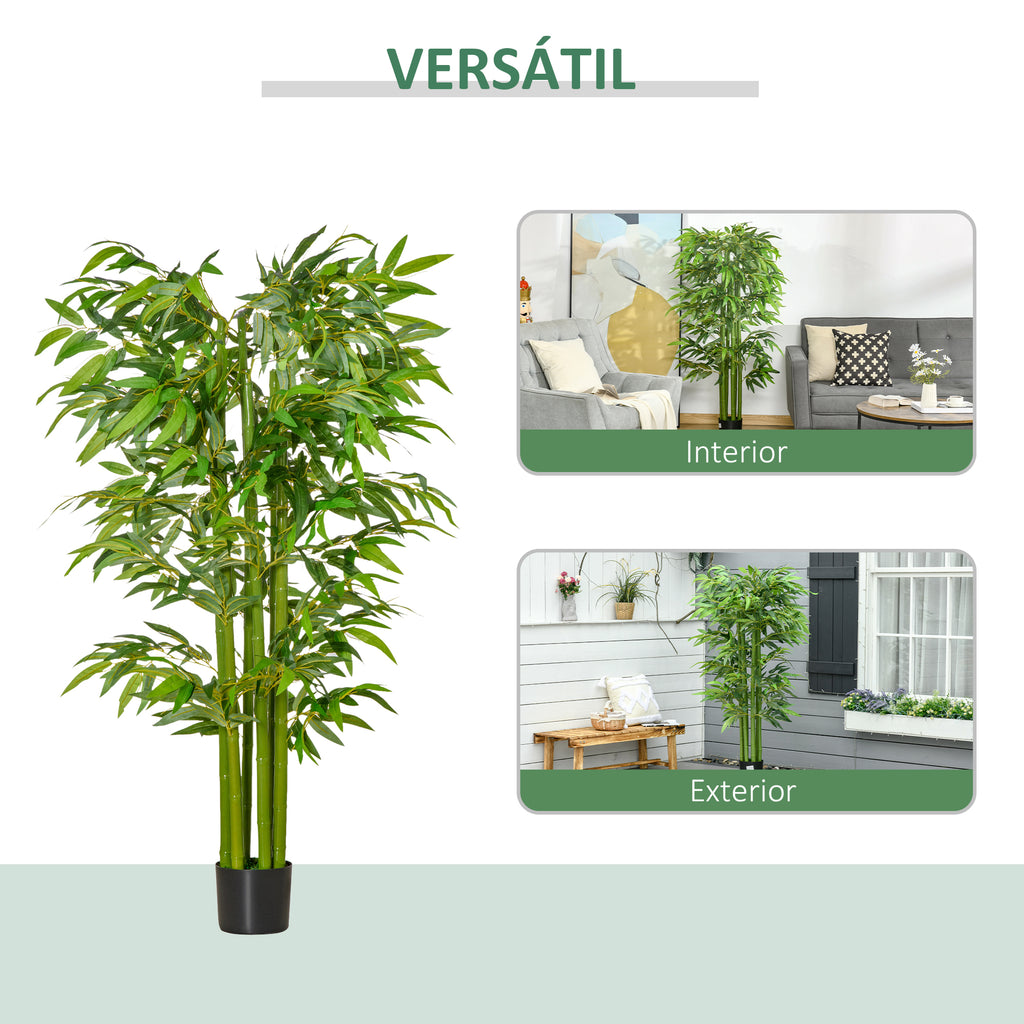 Planta Artificial 160 cm Bambu Artificial com 975 Folhas e Vaso Planta Artificial Decorativa para Interior e Exterior Casa Sala de Estar Escritório Verde — foto 4