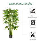 Planta Artificial 160 cm Bambu Artificial com 975 Folhas e Vaso Planta Artificial Decorativa para Interior e Exterior Casa Sala de Estar Escritório Verde — foto 6