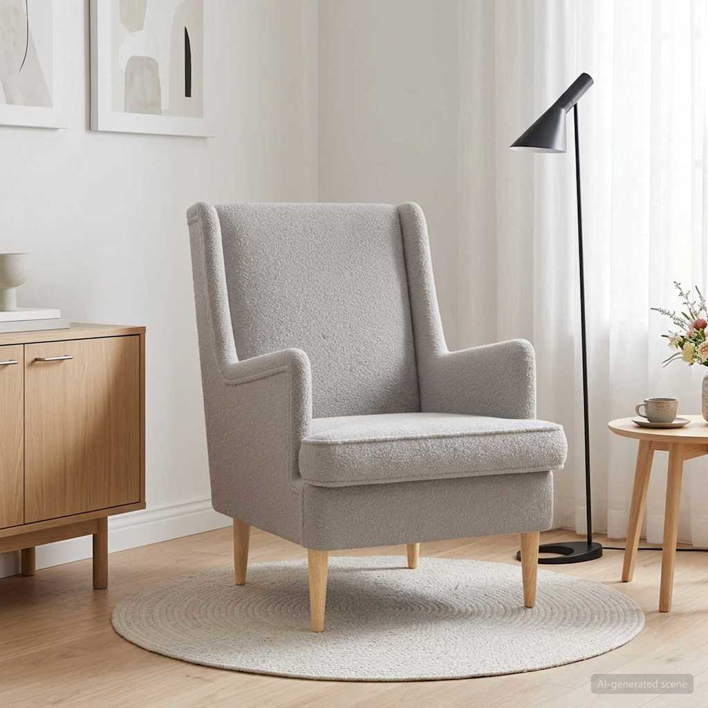 poltrona Cinzento-claro Bouclé — foto 1