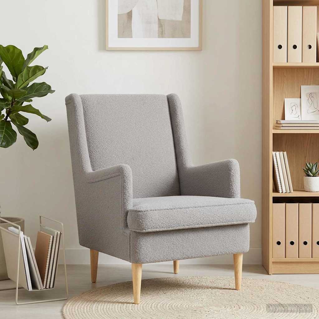 poltrona Cinzento-claro Bouclé — foto 3