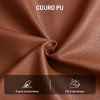 Poltrona Giratória Estofada em PU com Assento Acolchoado, Apoios de Braços e Pernas Metálicas, Castanho — foto 7