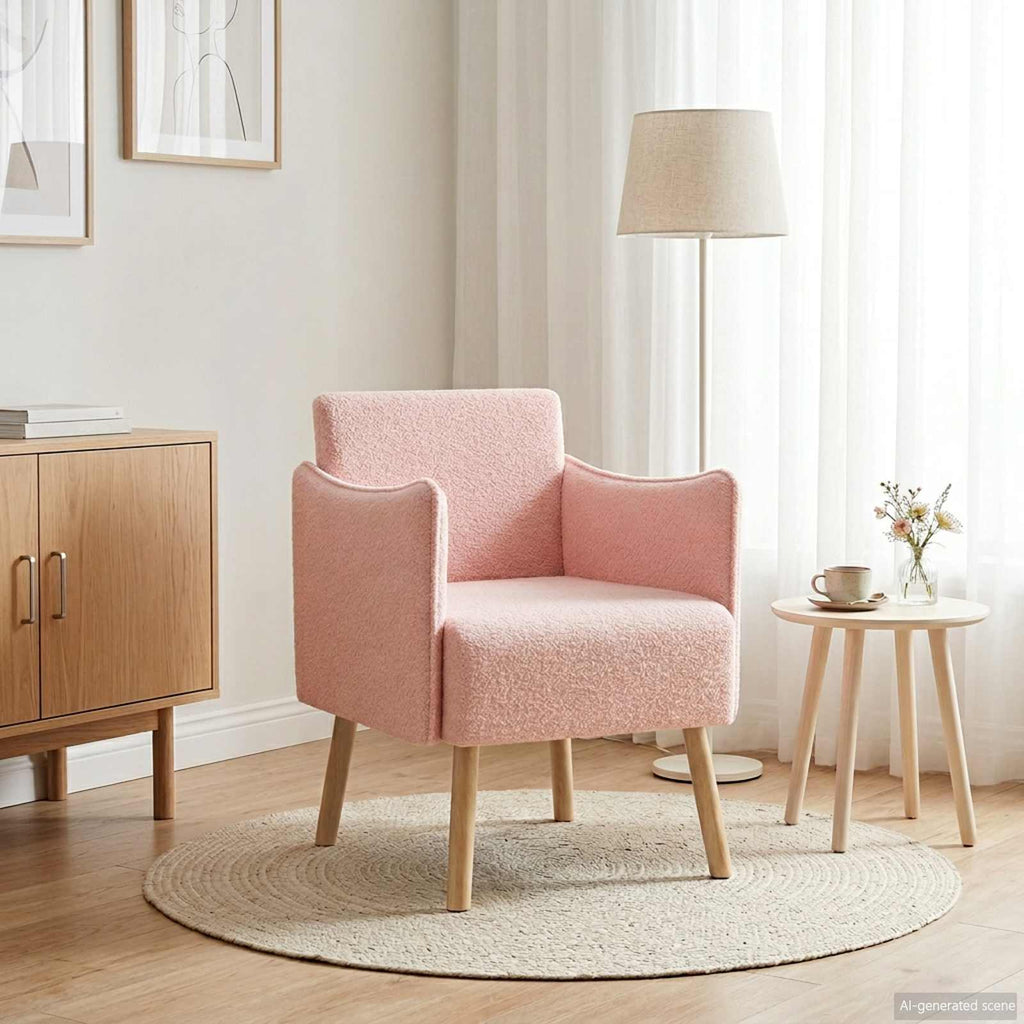 Poltrona Rosa Bouclé — foto 1