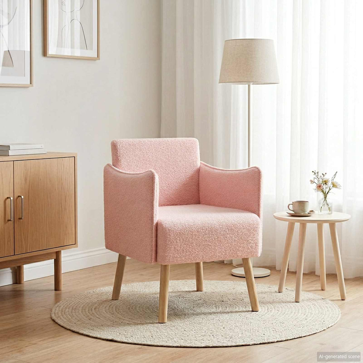 Poltrona Rosa Bouclé — foto 1