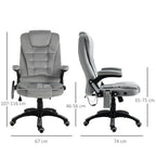 Cadeira de Escritório com Função de Massagem Cadeira Executiva Ergonômica com Aquecimento Função Reclinável Função de Balanço Altura Ajustável Giratória 360° Cadeira para Computador com Bolso Lateral Visual de Veludo Cinza — foto 2