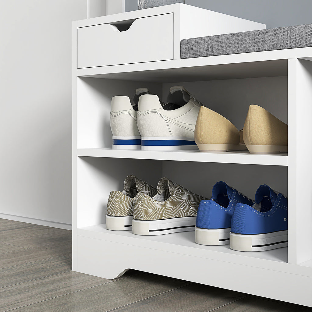 Móvel e Banco de Sapatos 1 Gaveta e 3 Compartimentos Capacidade 5 Pares MDF 76,5x30x52 cm — imagem 4