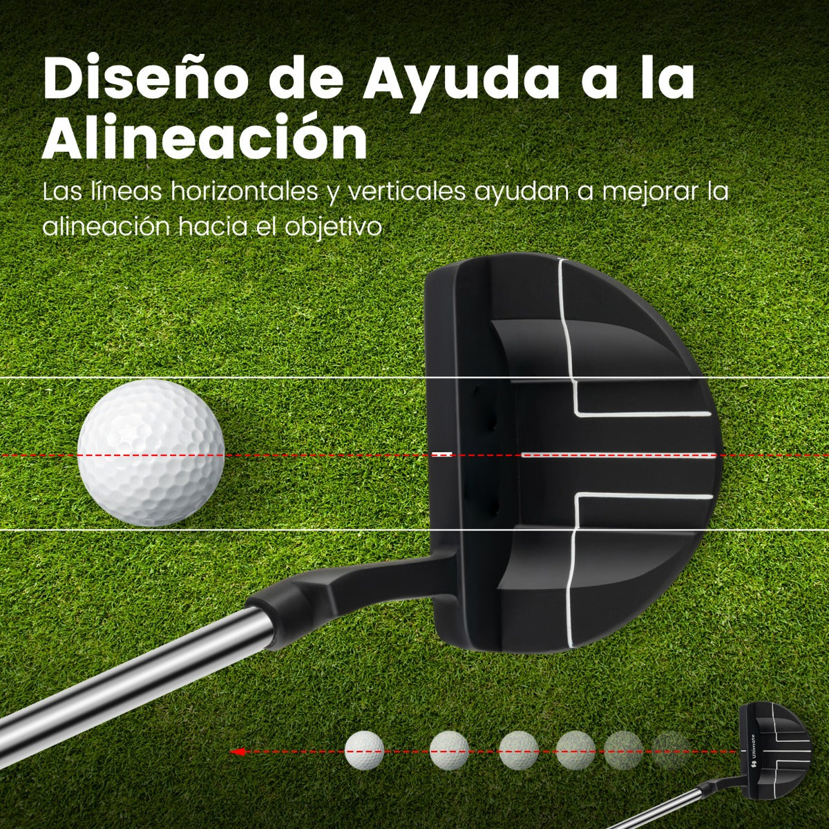 Putter Golf 89cm Cabeça Tipo Malho com Linhas Alinhamento e Capa Proteção Destros — foto 5