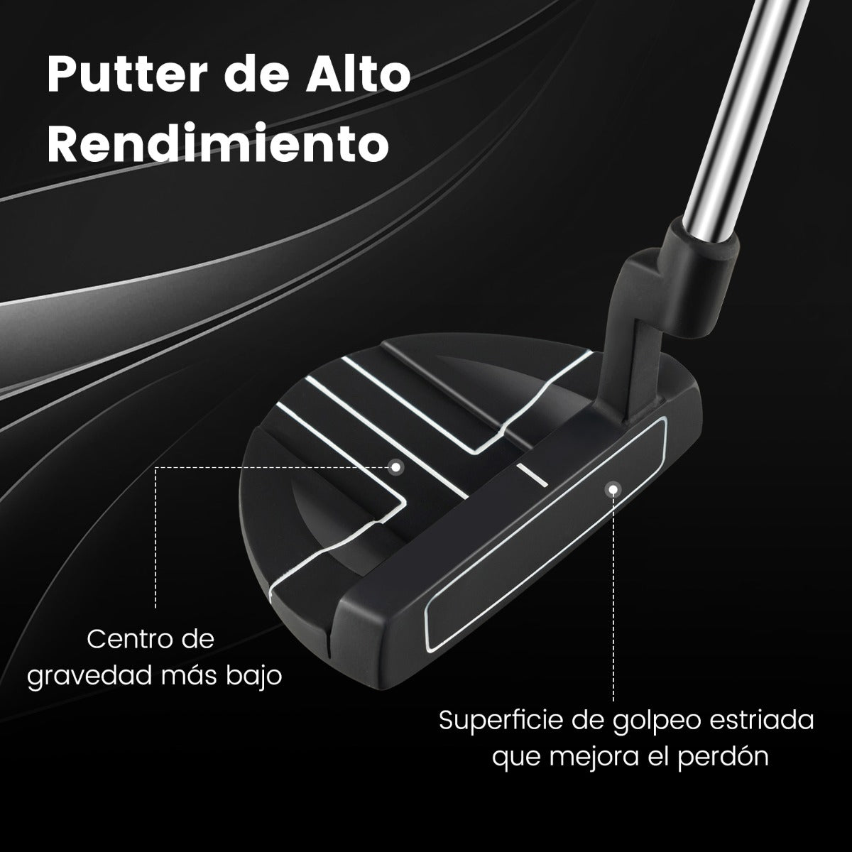 Putter Golf 89cm Cabeça Tipo Malho com Linhas Alinhamento e Capa Proteção Destros — foto 6