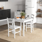 Conjunto de jantar 3 peças com mesa e cadeiras, madeira maciça, Branco — imagem 4