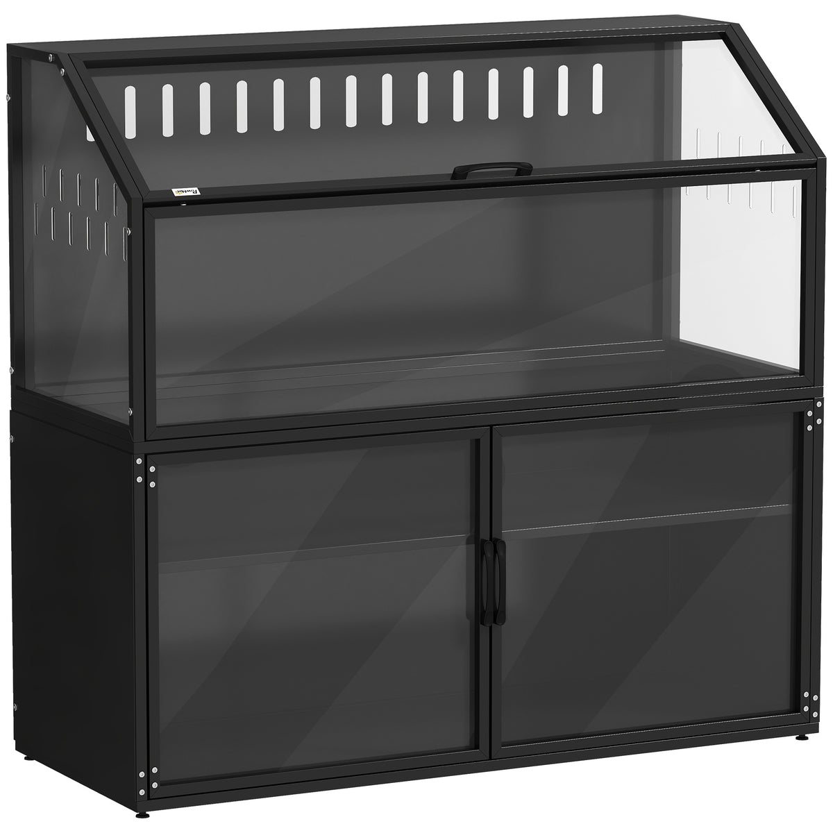Gaiola para Hamster 2 em 1 com Armário de Arrumação para Roedor Hamster Sírio e Ratos Aço e Acrílico Preto — foto 1