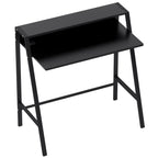 Mesa de escritório, mesa para computador com prateleira e gestão de cabos, mesa moderna com estrutura metálica para escritório, quarto, home office, 84 x 45 x 85 cm, Preto — foto 1