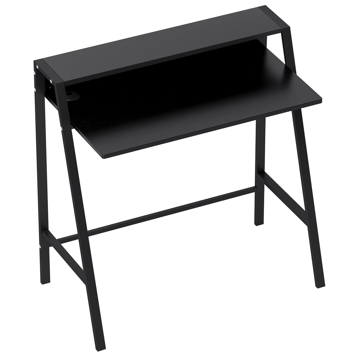 Mesa de escritório, mesa para computador com prateleira e gestão de cabos, mesa moderna com estrutura metálica para escritório, quarto, home office, 84 x 45 x 85 cm, Preto — foto 1