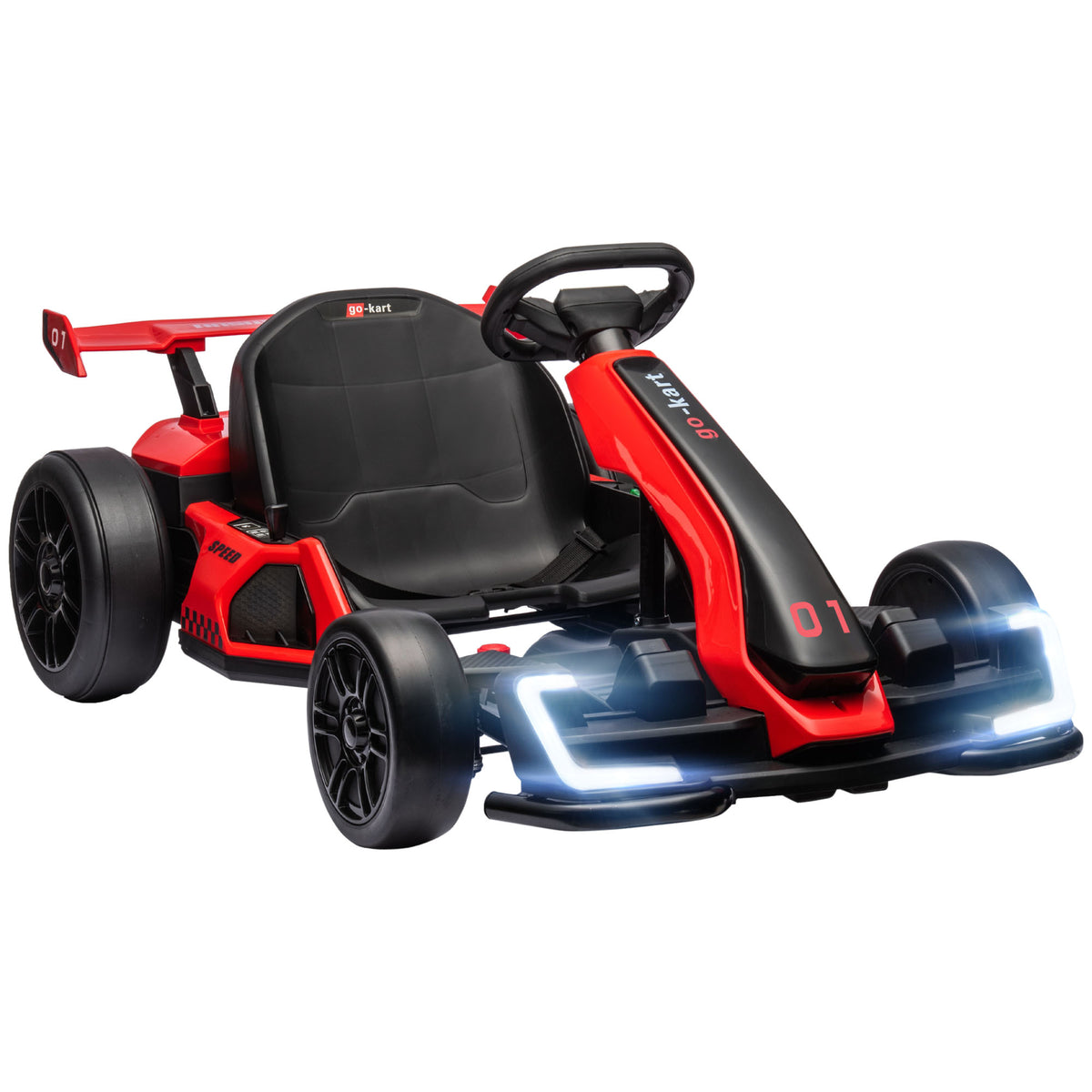 Go Kart para Crianças Kart Elétrico com Buzina e Função de Música Assento Ajustável Até 12 Km/H Plástico Metal Vermelho — foto 1