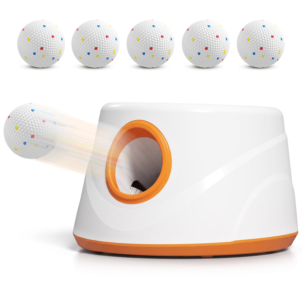 Lançador Automático de Bolas para Cães com 6 Bolas em ETPU e 3 Distâncias Ajustáveis 6/10/14 m, Laranja — foto 1