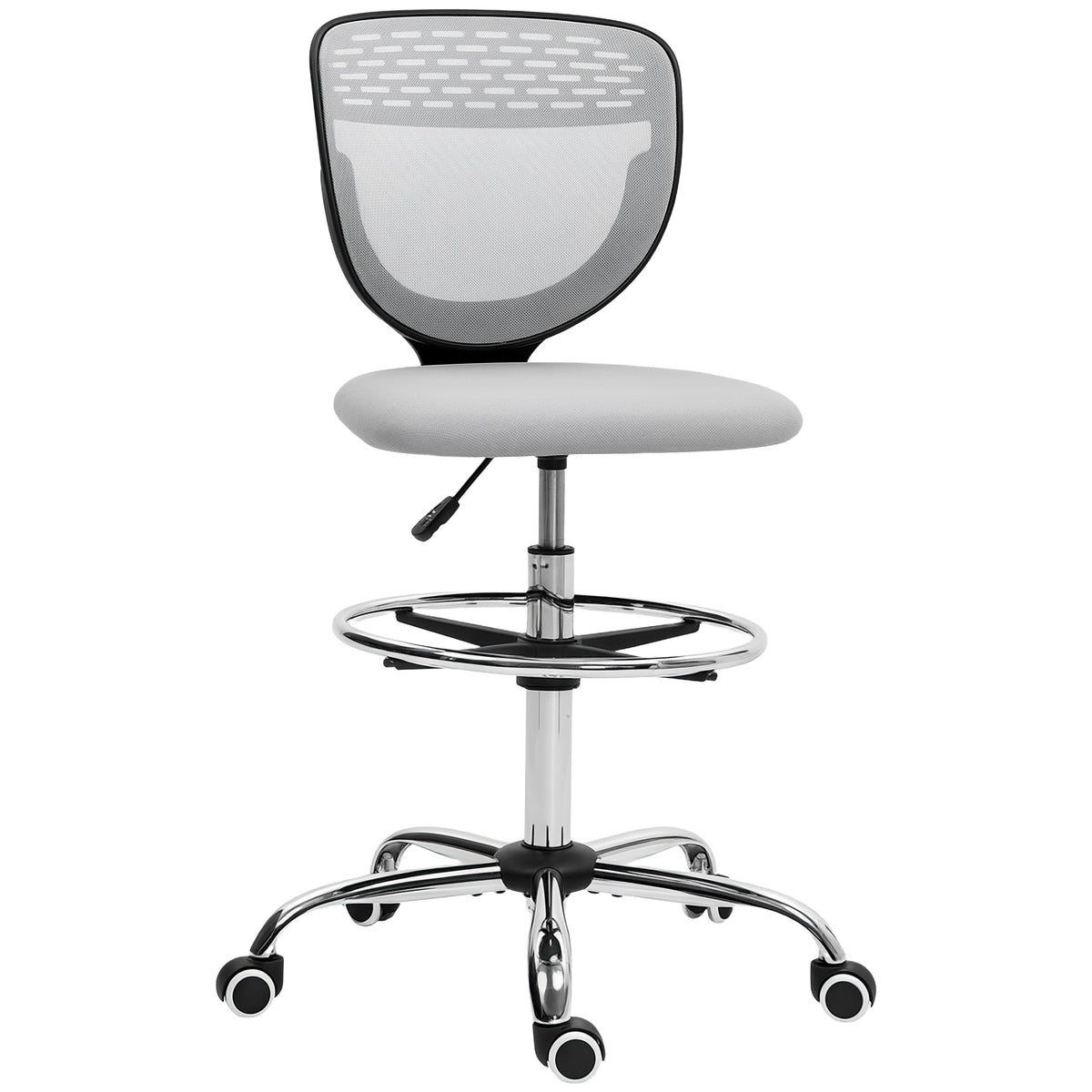 Cadeira de escritório ergonômica em malha, cadeira de desenho, altura e apoio para os pés ajustáveis, 59 x 59 x 106-126 cm, cinza — foto 1