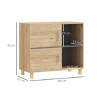 Móvel de Banheiro Móvel de Armazenamento com Compartimentos Abertos e Armário 80x35x70 cm Madeira Natural — foto 2