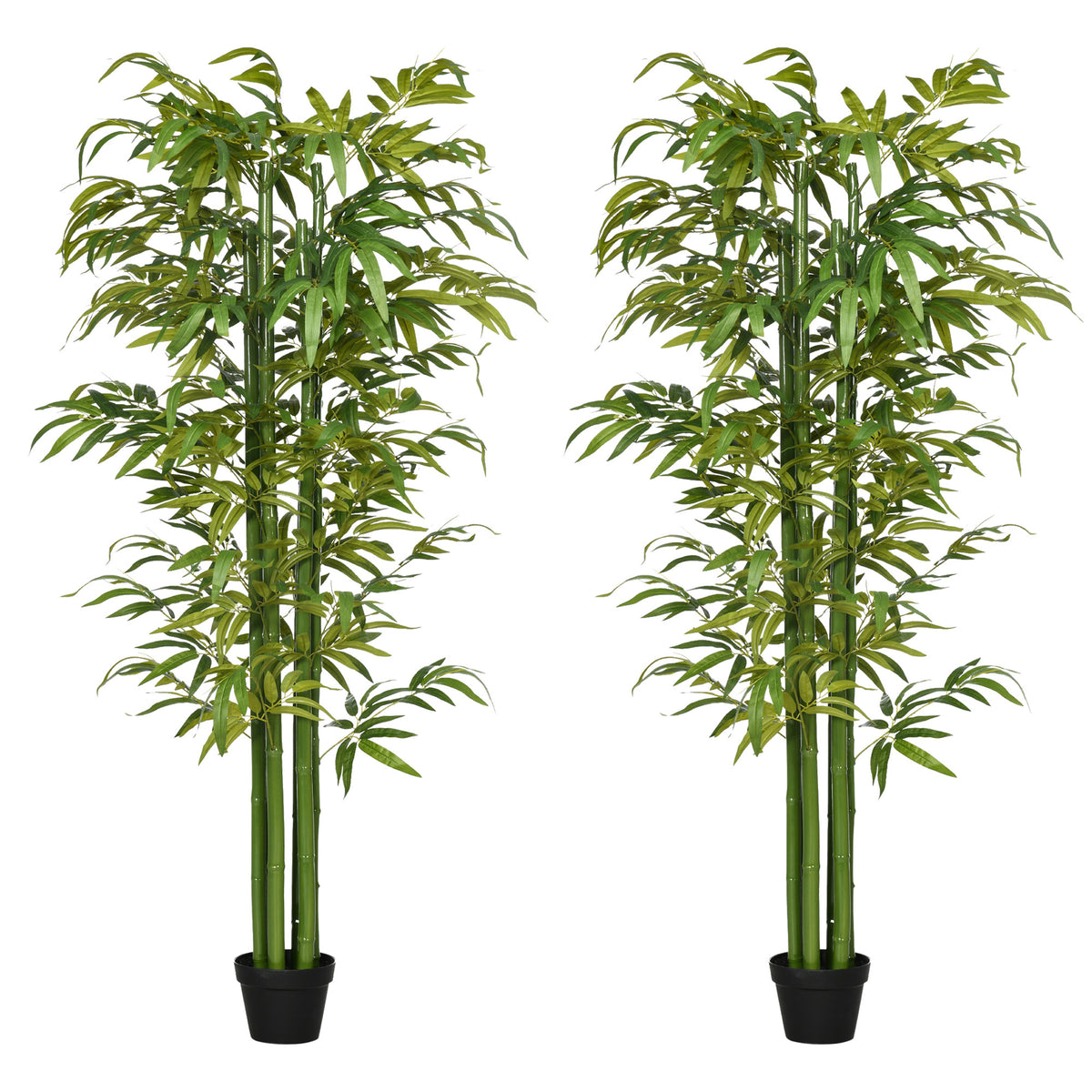 Conjunto de 2 Plantas Artificiais Bambus Artificiais para Interiores e Exteriores Ø17x180 cm Verde — foto 1