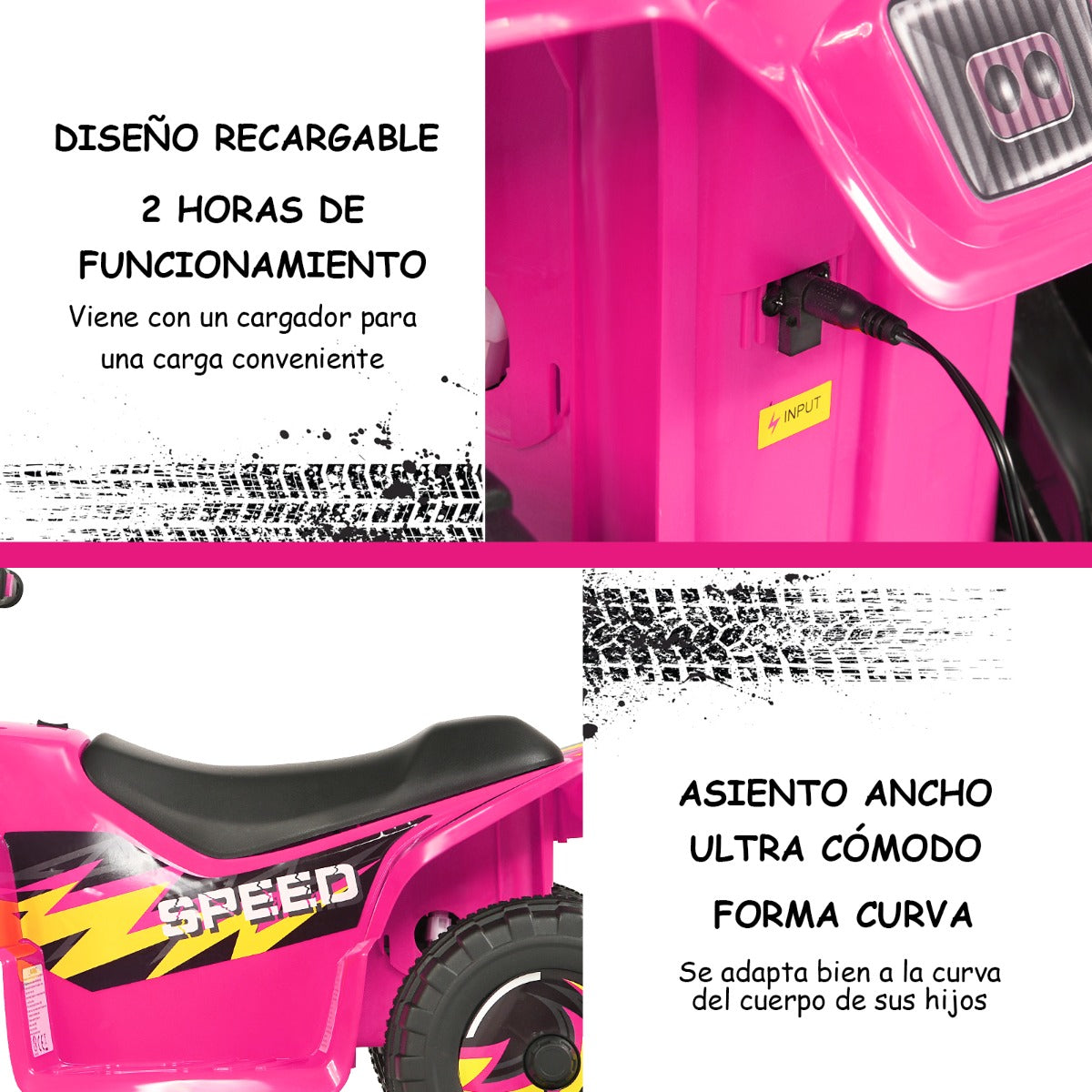 Quad Elétrico para Crianças com Design Moderno e Assento Confortável – Rosa — foto 5