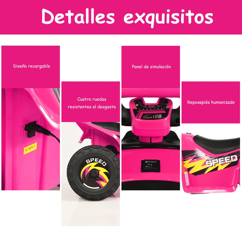 Quad Elétrico para Crianças com Design Moderno e Assento Confortável – Rosa — foto 7