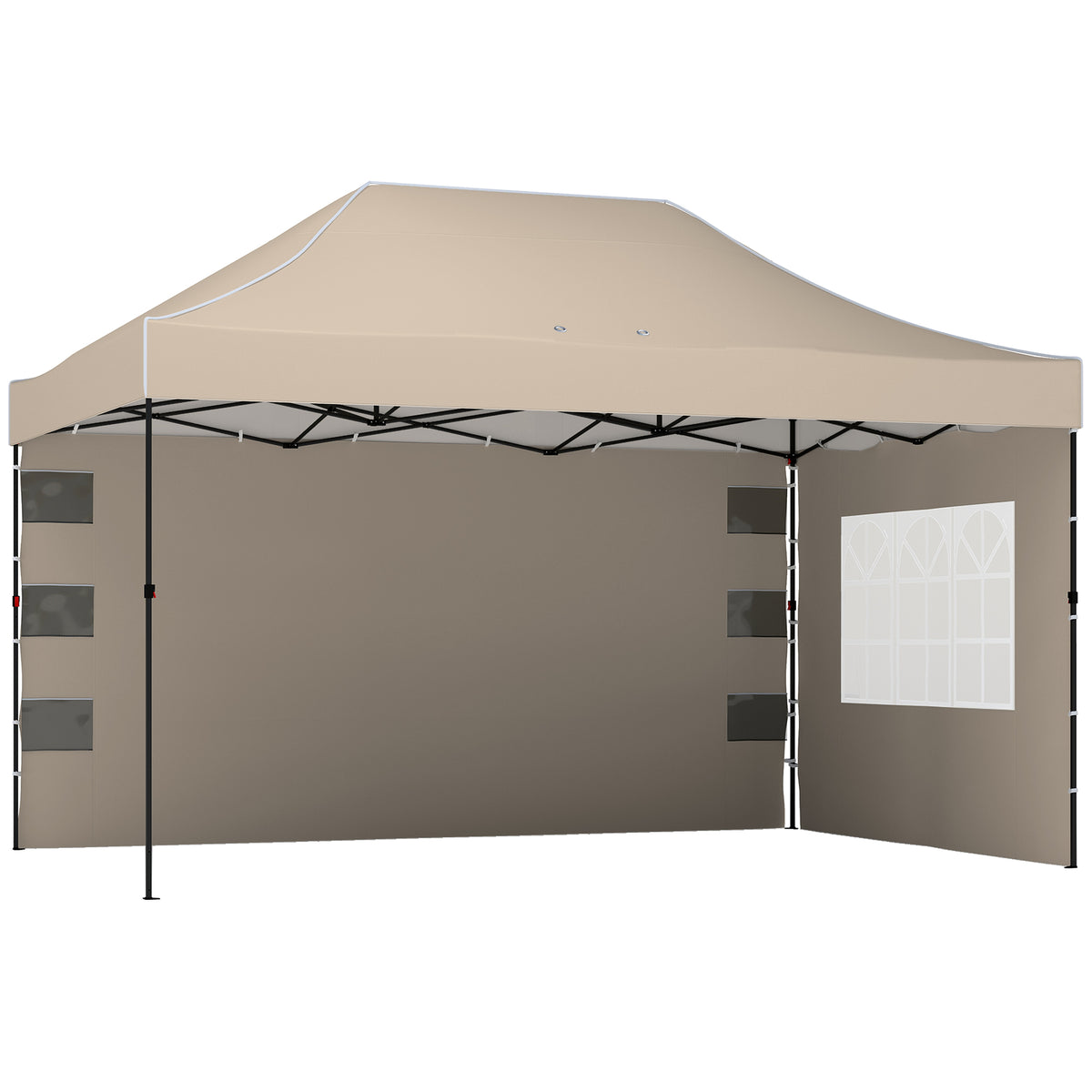 Gazebo 3x4,3 m UPF50+ Telhado Paredes Bolsa com Rodas Tenda de Jardim Castanho Areia — foto 1