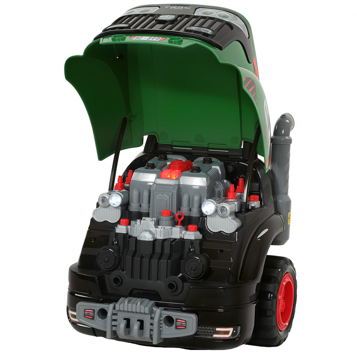 Motor de Camião de Brincar para Crianças com Névoa, Luzes e Sons, Oficina Mecânica, 3-6 Anos, Verde — foto 1