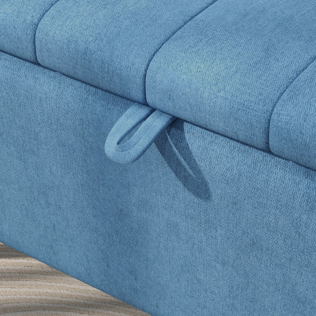 Banco com Compartimento Pufe Acolchoado 102x40x44 cm Azul Escuro — imagem 8