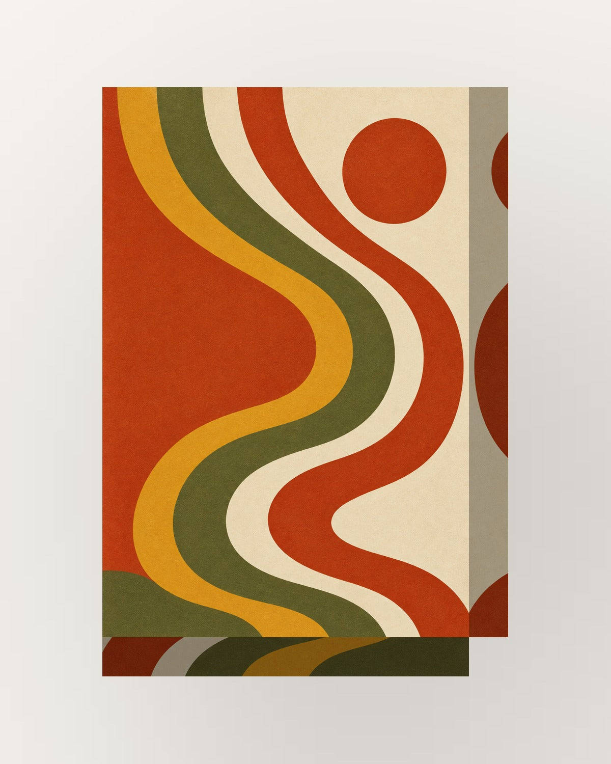 Ondas · Geométrico · Quadro retro mid-century — acabamento:thick