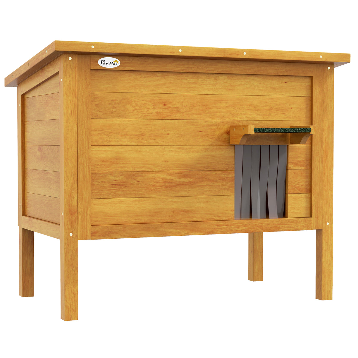 Casa Elevada para Gatos em Madeira com Isolamento e Telhado Rebatível 85x50x68,5 cm Cor Madeira — foto 1