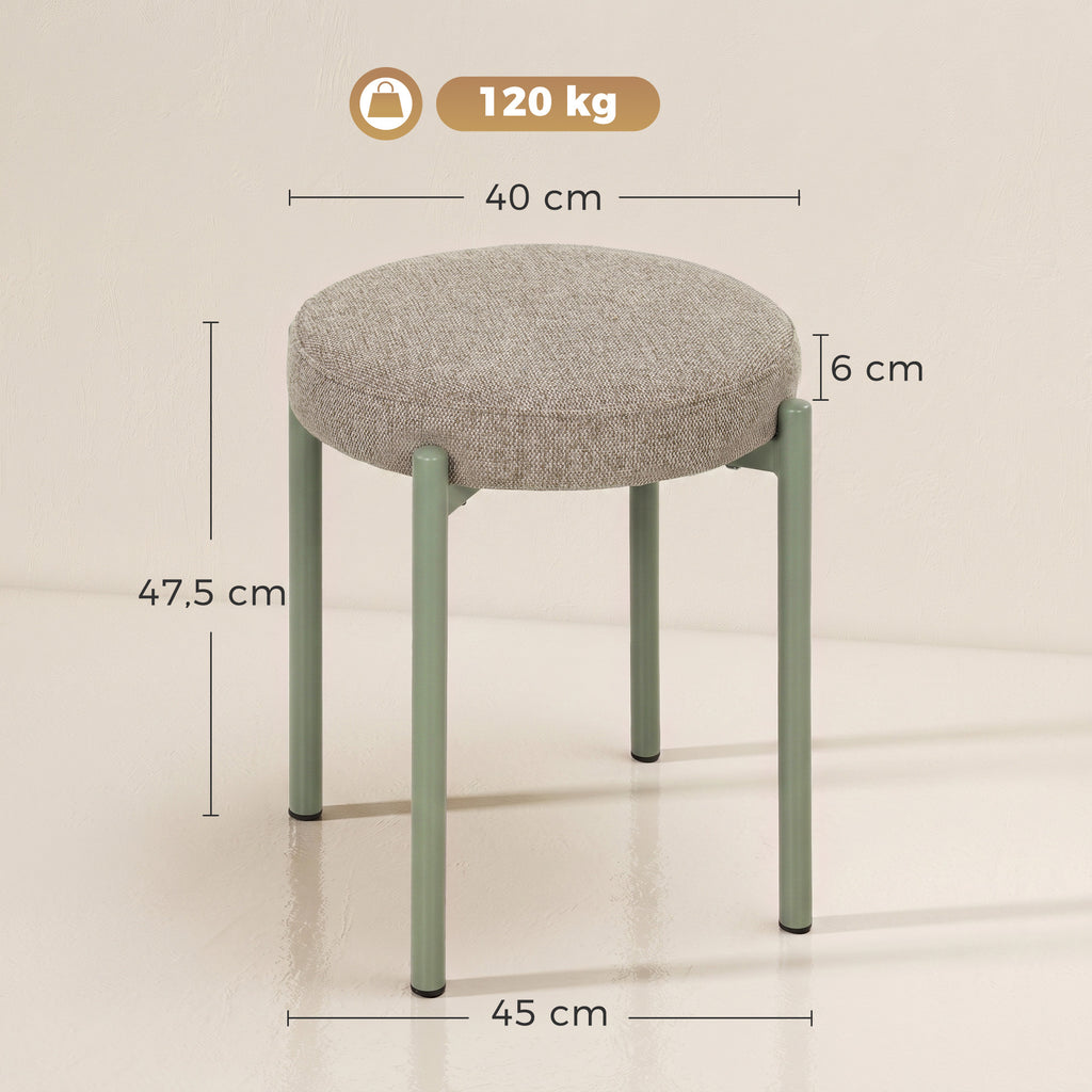 Conjunto de 4 Bancos Empilháveis Redondas com Assento Acolchoado sem Encosto Economia de Espaço 45x45x47,5 cm Castanho Claro — foto 2