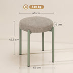 Conjunto de 4 Bancos Empilháveis Redondas com Assento Acolchoado sem Encosto Economia de Espaço 45x45x47,5 cm Castanho Claro — foto 2