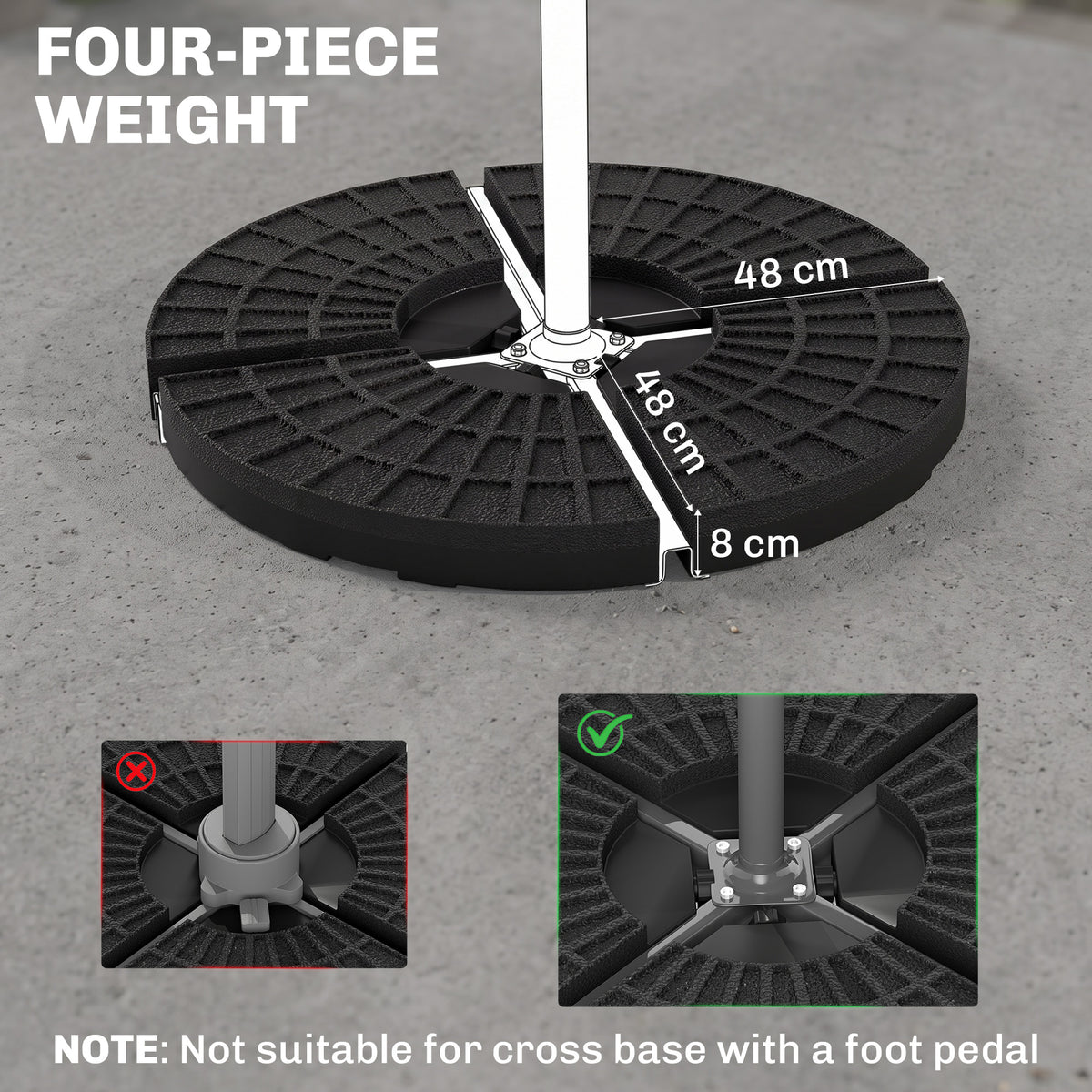 - Cor: Preto; - Material: HDPE; - Medidas: 48x48x8 cm (CxLxA); - Capacidade cada peça: 13 kg de água, 15 kg de areia e 17,5 kg ambos; - Referência: 84D-061 — foto 3
