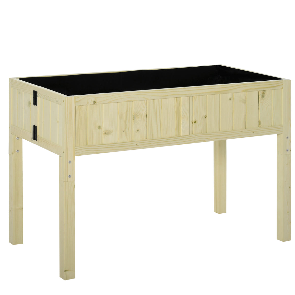 Canteiro Elevado Dobrável para Horta Jardineira Elevada Exterior em Abeto com 4 Furos de Drenagem para Jardim Terraço Varanda 115x56x76 cm Cor Madeira — foto 1