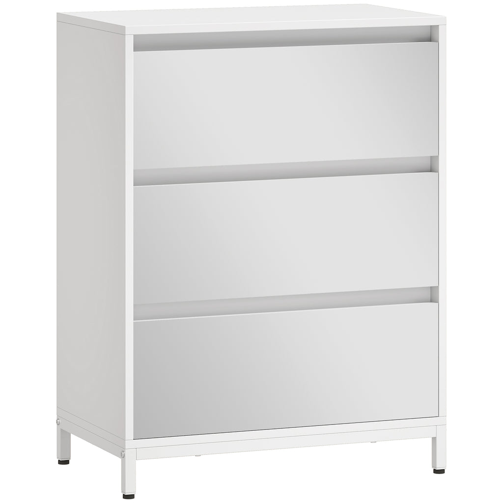 Cómoda Espelhada Moderna com 3 Gavetas 60x35x80 cm Branco — foto 1