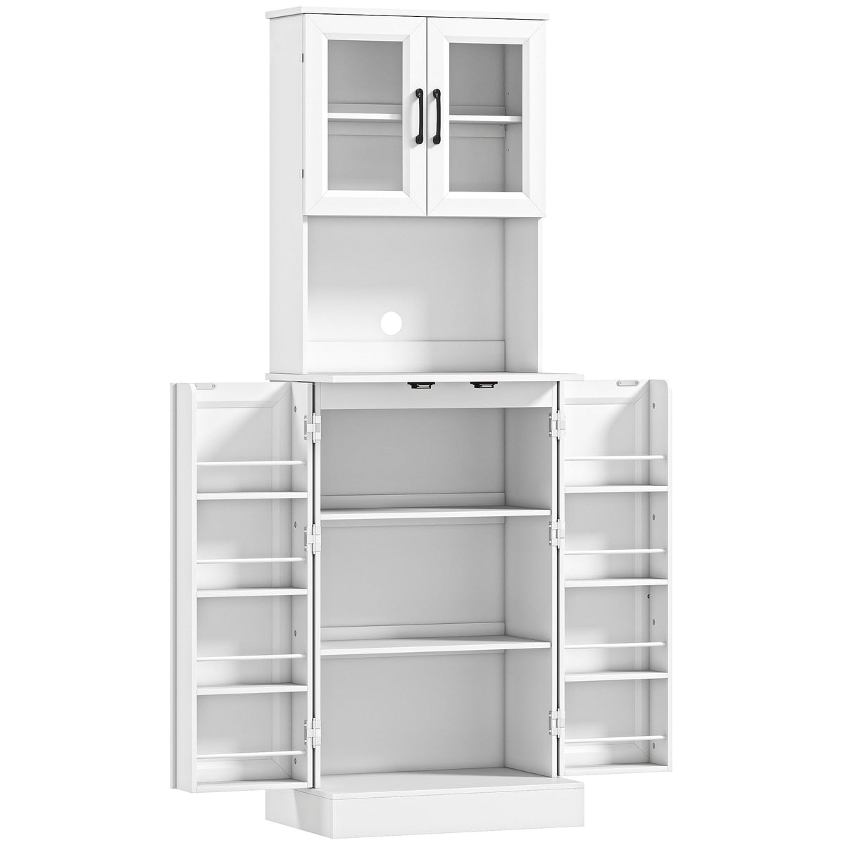 Armário de cozinha, prateleira ajustável, superfície de trabalho, portas em acrílico, passagem de cabos, para sala de estar, cozinha, sala de jantar, MDF, branco — foto 1