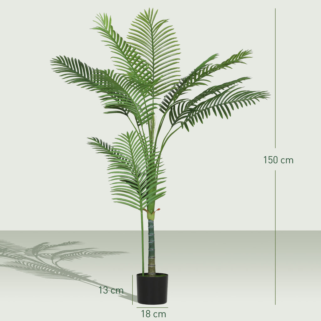 Planta artificial de interior 150 cm, palmeira árvore artificial com vaso de plástico e flocagem, verde — foto 2