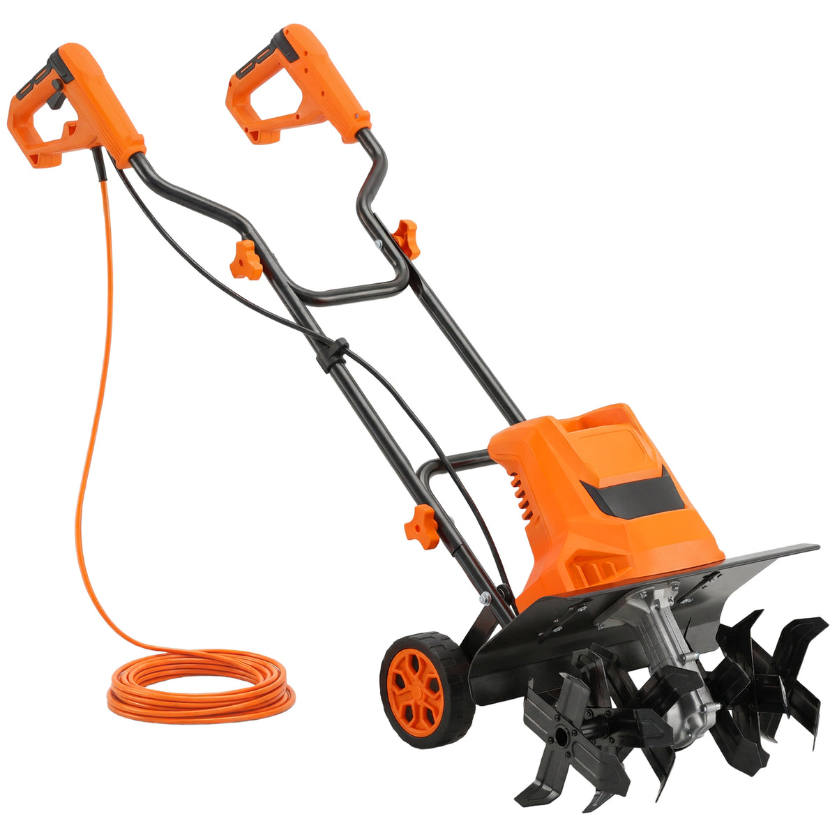 Motocultivador Elétrico 1500W com Alça Dobrável Largura de Trabalho 40 cm Profundidade de Lavra 9 cm 6 Lâminas Laranja — foto 1