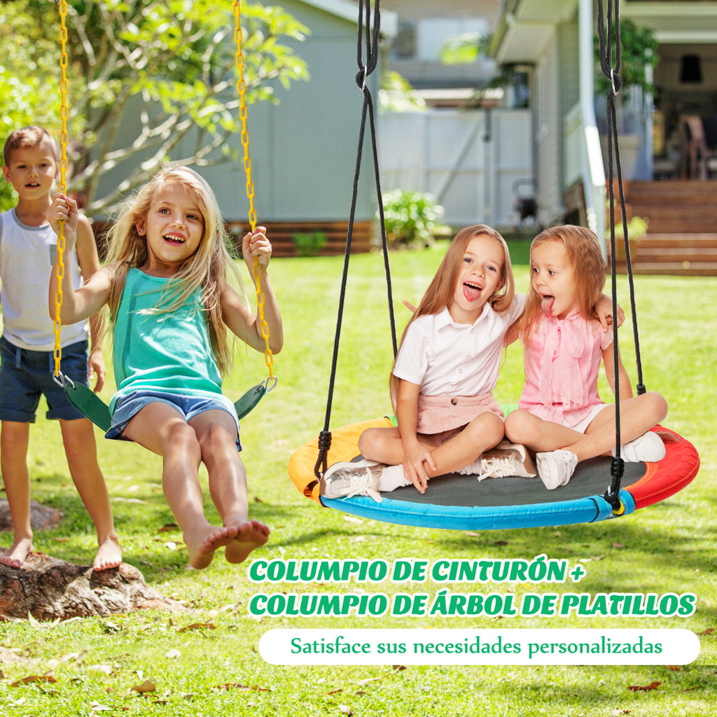 Set 2 Columpios Infantis Elástico e Prato Voador Cordas Ajustáveis Jardim — foto 4