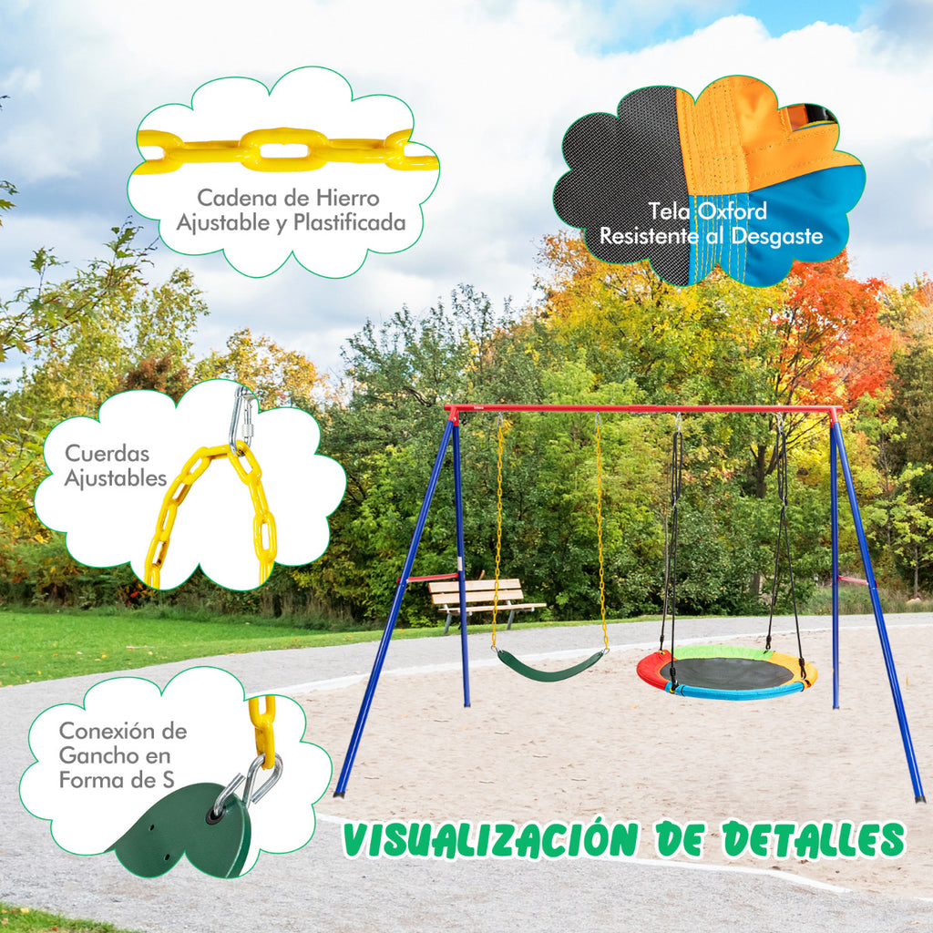 Set 2 Columpios Infantis Elástico e Prato Voador Cordas Ajustáveis Jardim — foto 6