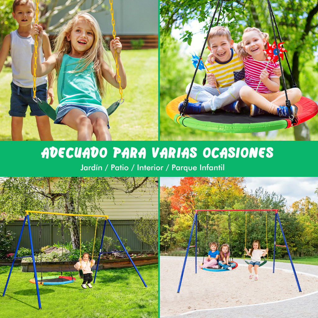 Set 2 Columpios Infantis Elástico e Prato Voador Cordas Ajustáveis Jardim — foto 9