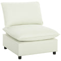 Poltrona de Sala sofá 1 Lugar Moderno sem Apoios de Braço com Assento Largo Almofadas Espessas 146x85x78 cm Creme — foto 1