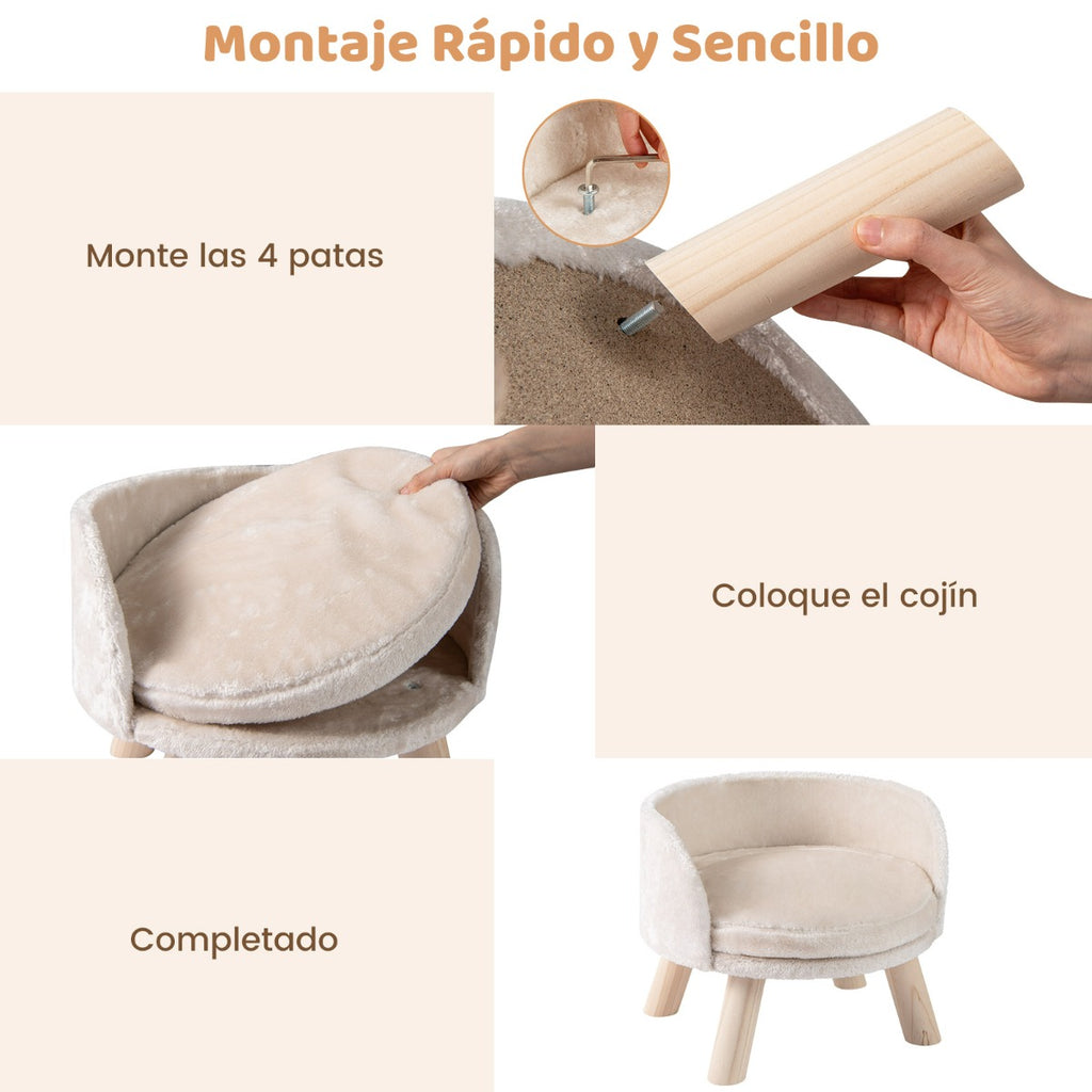 Sofá-Cama para Cães 42 cm com Almofada Acolchoada e Patas de Pinho — foto 8