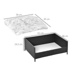 Sofá Cama para Cães de Vime Cama Elevada para Gatos Retangular com Almofada Suave e Lavável para Interior e Exterior 61x46x24,5cm Preto — foto 3