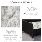 Sofá Cama para Cães de Vime Cama Elevada para Gatos Retangular com Almofada Suave e Lavável para Interior e Exterior 61x46x24,5cm Preto — foto 5