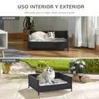 Sofá Cama para Cães de Vime Cama Elevada para Gatos Retangular com Almofada Suave e Lavável para Interior e Exterior 61x46x24,5cm Preto — foto 7