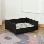 Sofá Cama para Cães de Vime Cama Elevada para Gatos Retangular com Almofada Suave e Lavável para Interior e Exterior 61x46x24,5cm Preto — foto 8