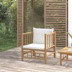 Sofá de jardim bambu com almofadões branco nata — foto 1