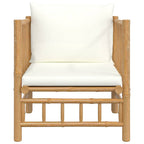 Sofá de jardim bambu com almofadões branco nata — foto 2