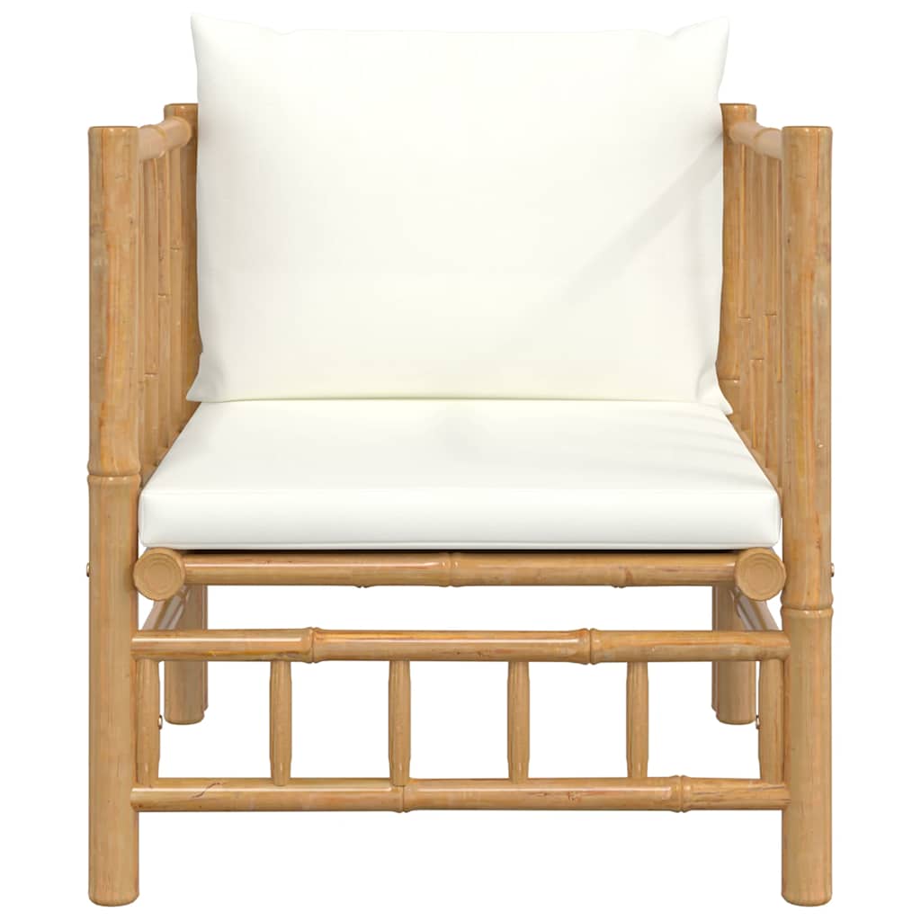 Sofá de jardim bambu com almofadões branco nata — foto 2