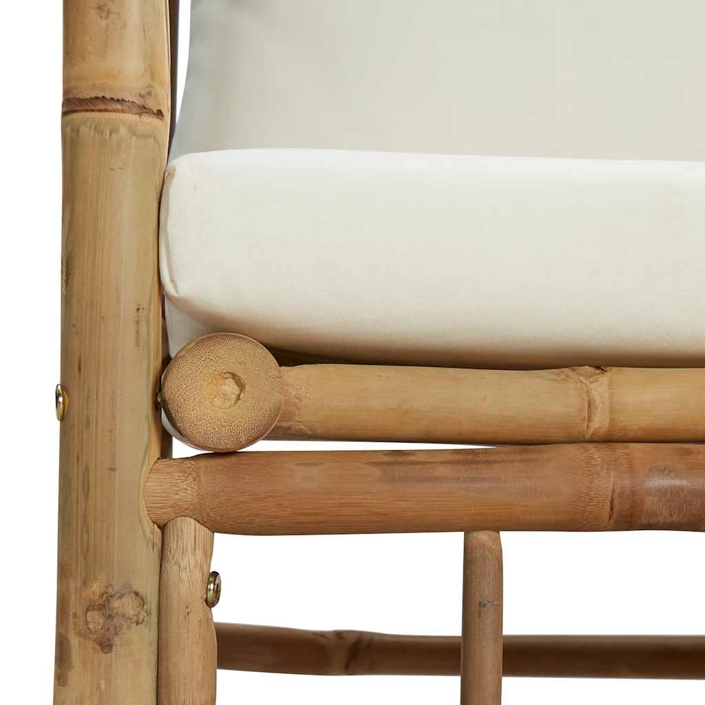 Sofá de jardim bambu com almofadões branco nata — foto 5