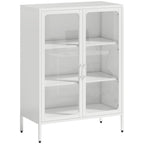Móvel Porta Documentos em Aço com 2 Portas de Vidro e Prateleiras Reguláveis 80x40x110 cm Branco — foto 1
