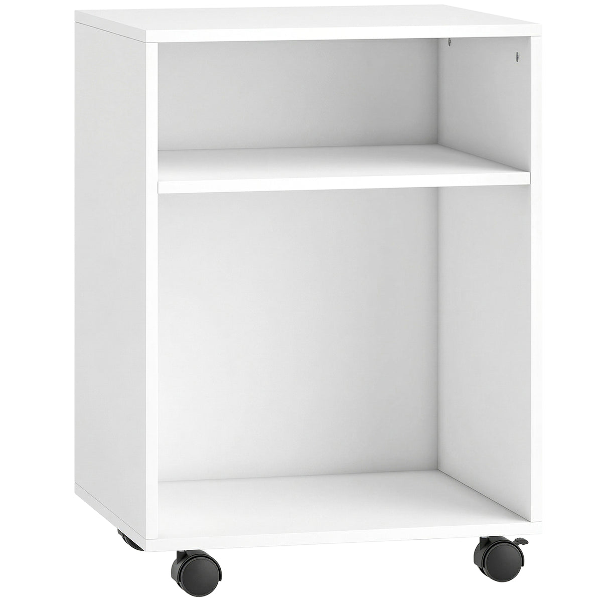 Suporte para Impressora Mesa com 2 Prateleiras Abertas e Rodízios com Trava para Escritório e Casa Fax e Digitalizador 40x35x56 cm Branco — foto 1